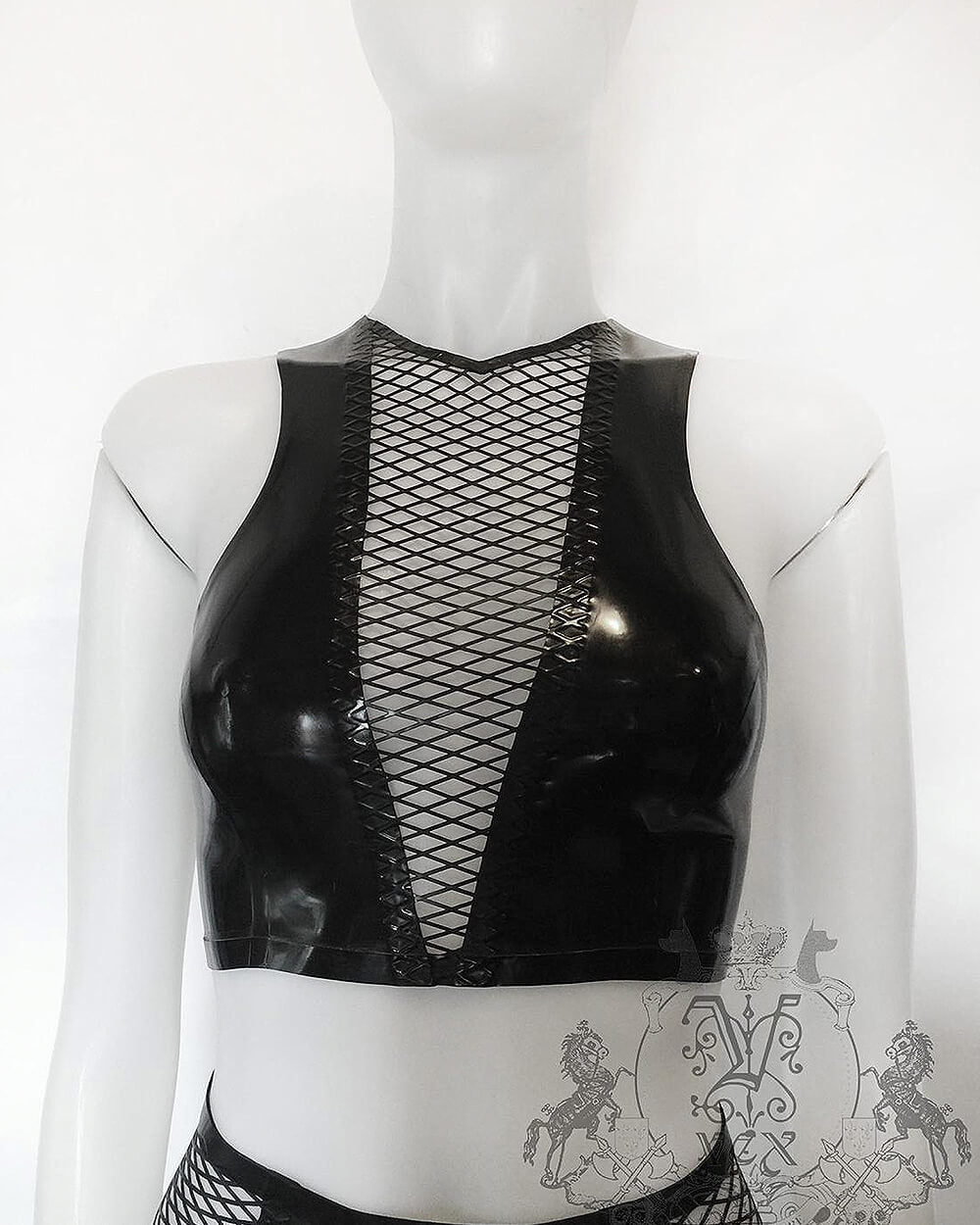 V-Fishnet Crop Top Womens - Vex Inc. | Latex Clothing
