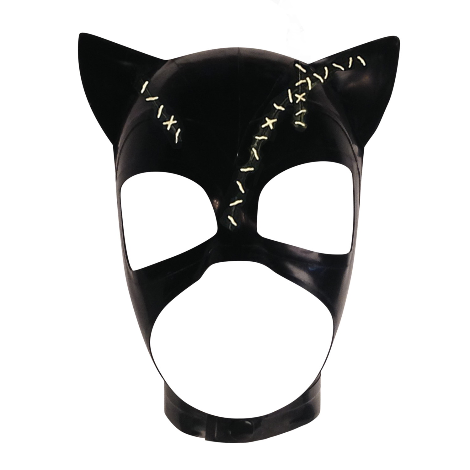 Stitched Cat Hood READY TO SHIP 22" Crown / 12" Neck / Black Womens - Vex Inc. | Latex Clothing