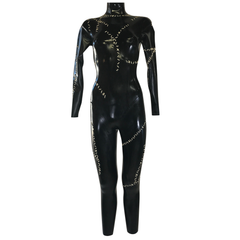 Zwarte Latex Legging voor Dames,Broek van Natuurlijk Latex met Kruisrits (Zonder Sokken),voor Rollenspelkostuums