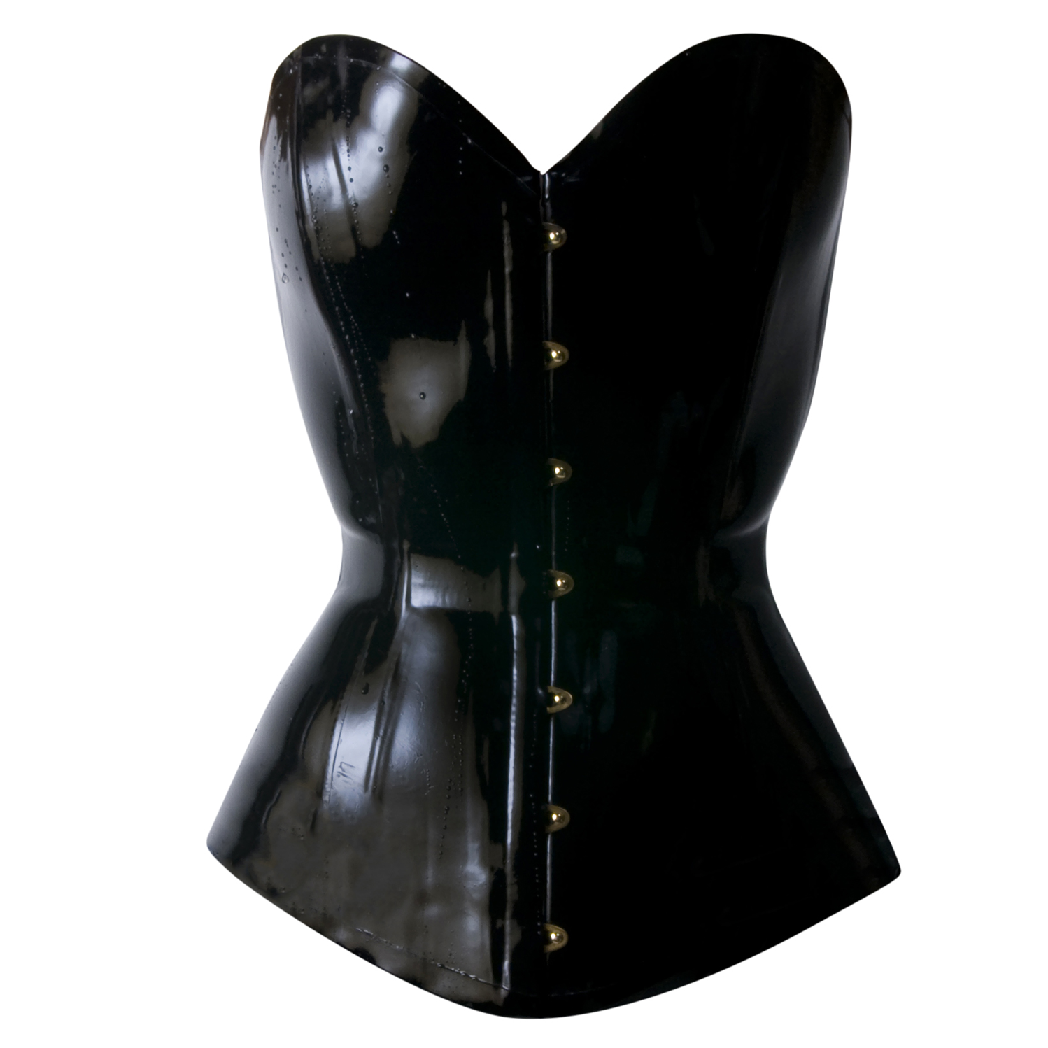 Black latex Convex corset, 22-inch waist, steel-boned with lace-up back — Vex Clothing