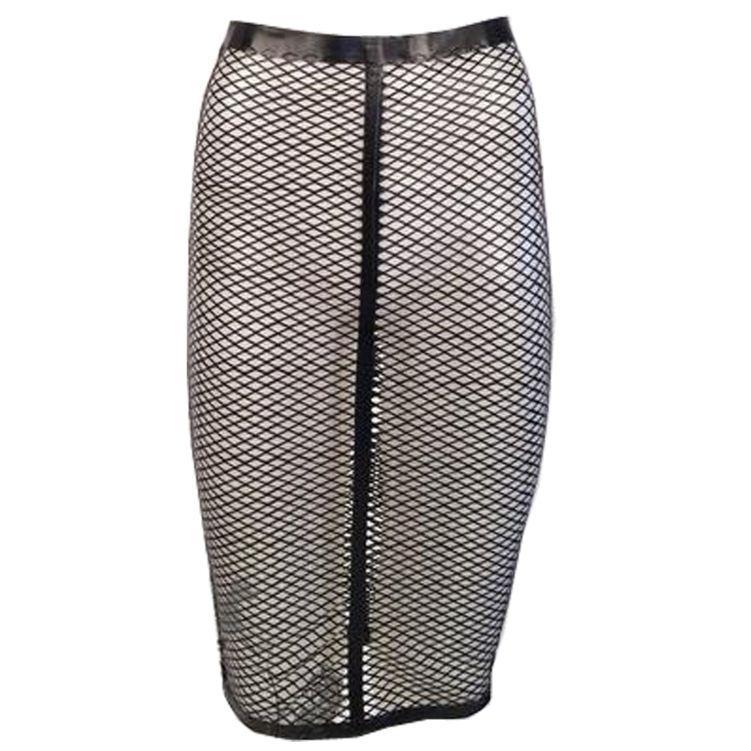 Laser Cut Fishnet Pencil Skirt  Womens - Vex Inc. | Latex Clothing